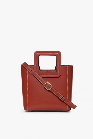 Minis | Mini Shirley Leather Bag Cognac – STAUD Womens